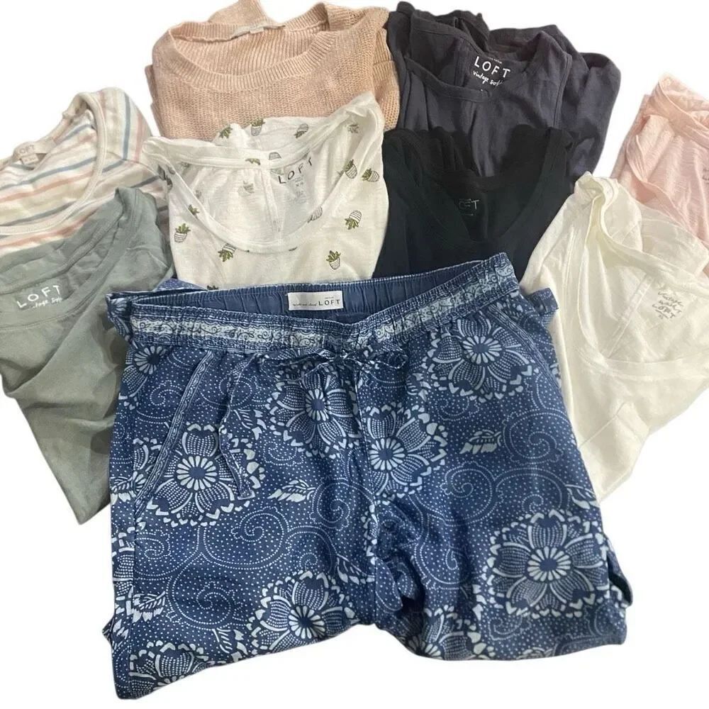Large Bundle of 9 Loft-pieces  7 shirts 1 sweater 1 pair of pants XS